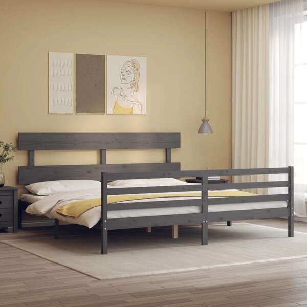 VidaXL Tömörfa Ágykeret - Szürke - 200x200 cm