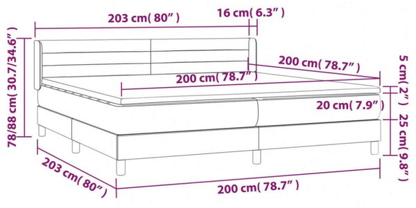 VidaXL kék szövet rugós ágy matraccal 200 x 200 cm