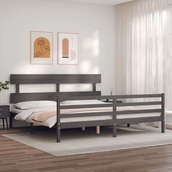 VidaXL Tömörfa Ágykeret - Szürke - 200x200 cm
