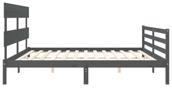 VidaXL Tömörfa Ágykeret - Szürke - 200x200 cm
