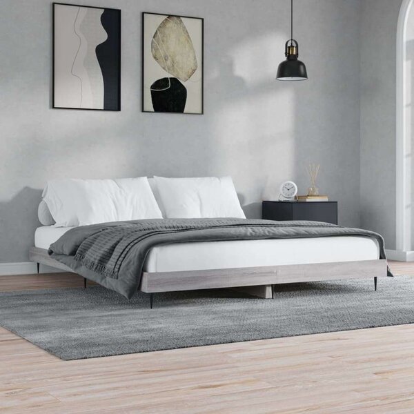 VidaXL sonoma tölgyszínű szerelt fa ágykeret 200 x 200 cm