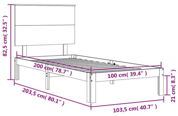 VidaXL Fehér Fenyőfa Ágykeret - 100x200 cm