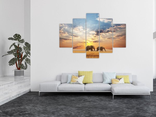 Kép - Elefántok a szavannán (150x105 cm)