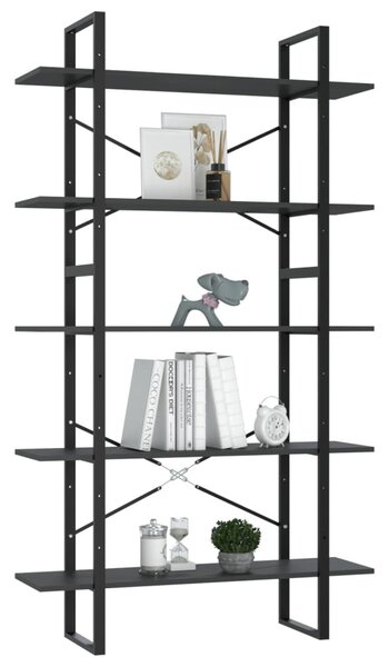 5 szintes szürke szerelt fa könyvszekrény 100 x 30 x 175 cm