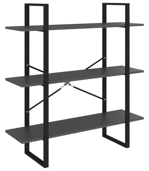 5 szintes szürke szerelt fa könyvszekrény 100 x 30 x 175 cm