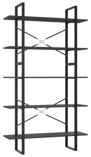 5 szintes szürke szerelt fa könyvszekrény 100 x 30 x 175 cm