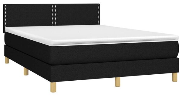 VidaXL Ágy - Rugós, LED-es - Fekete - 140x190 cm