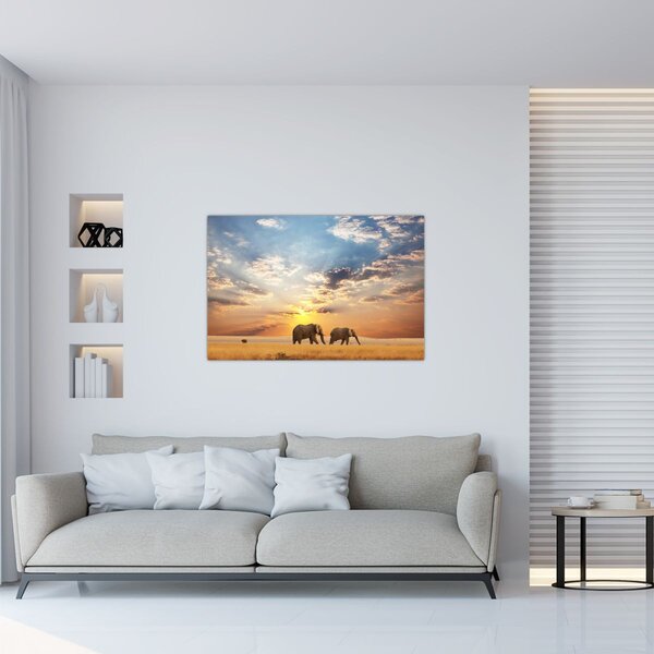 Kép - Elefántok a szavannán (90x60 cm)