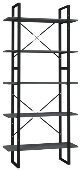 5 szintes szürke szerelt fa könyvszekrény 80 x 30 x 175 cm