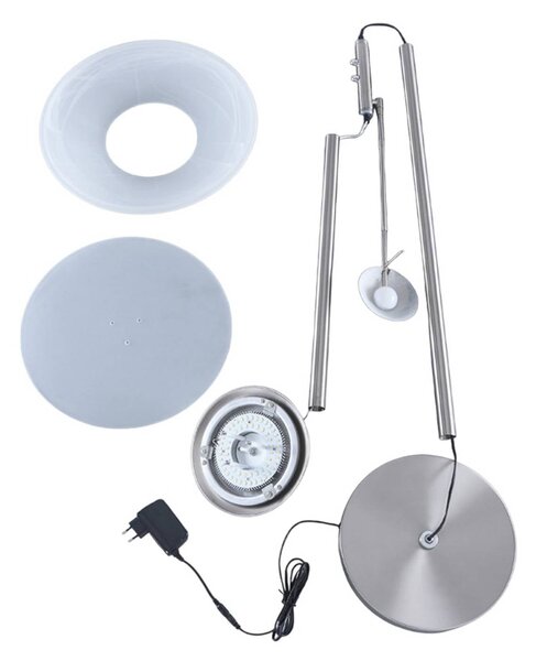 Lindby Ragna LED álló világítás, olvasólámpa, nikkel, dimmelhető, dimmelhető, Nappali / Étkező, fém, Modern