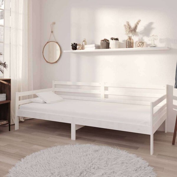 VidaXL fehér tömör fenyőfa dívány matraccal 90 x 200 cm