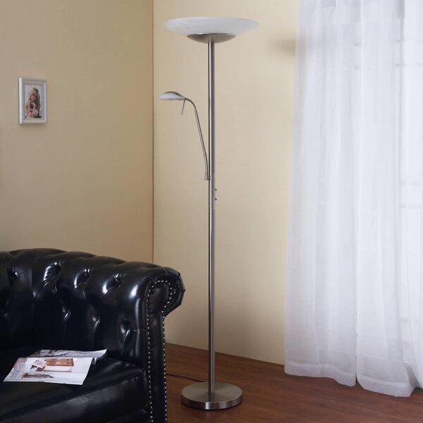 Lindby Ragna LED álló világítás, olvasólámpa, nikkel, dimmelhető, dimmelhető, Nappali / Étkező, fém, Modern