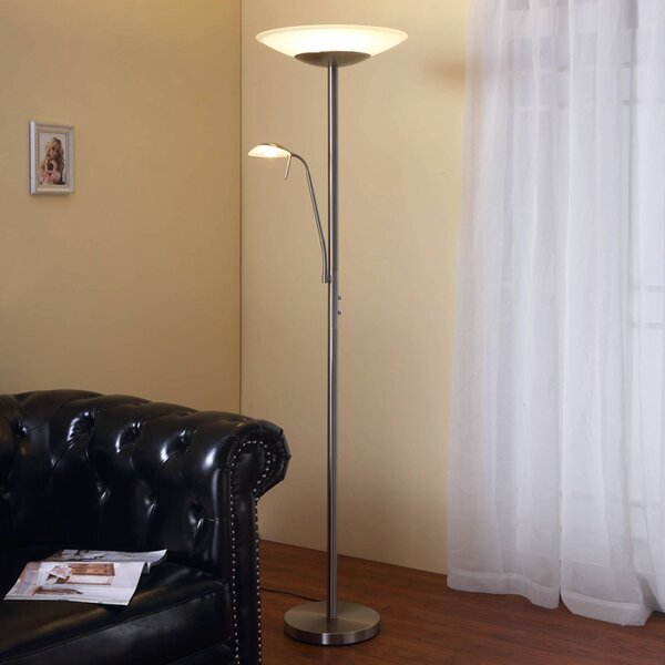 Lindby Ragna LED álló világítás, olvasólámpa, nikkel, dimmelhető, dimmelhető, Nappali / Étkező, fém, Modern