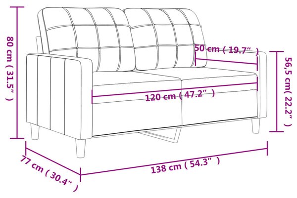 2 személyes krémszínű műbőr kanapé 120 cm