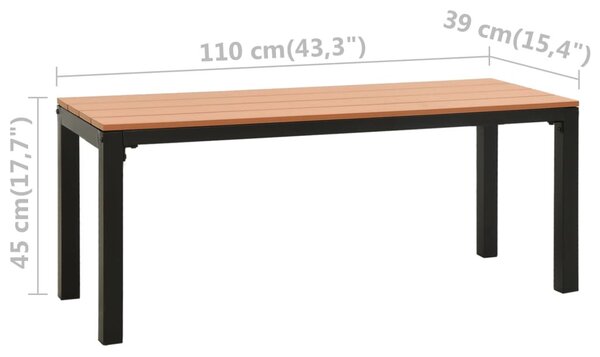 Barna és fekete acél és WPC kerti pad 110 cm