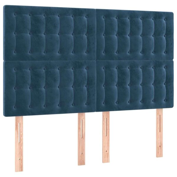 VidaXL sötétkék bársony LED-es fejtámla 144x5x118/128 cm