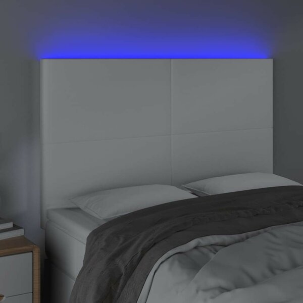 VidaXL fehér műbőr LED-es fejtámla 144x5x118/128 cm