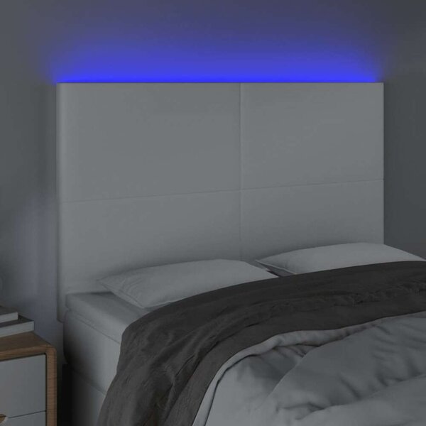 VidaXL fehér műbőr LED-es fejtámla 144x5x118/128 cm