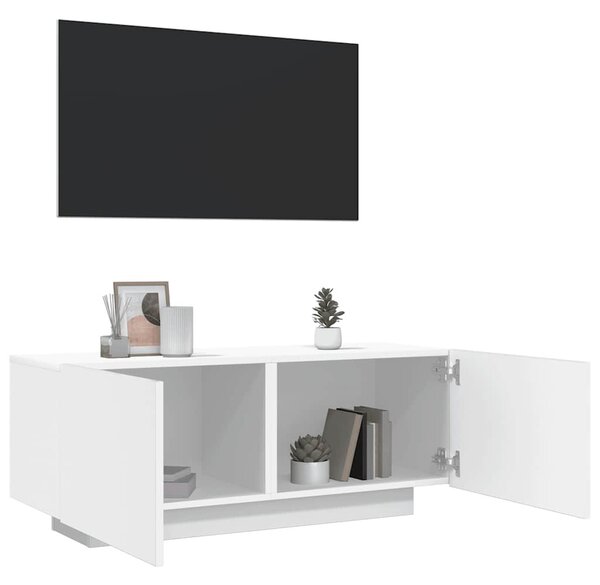 Fehér szerelt fa TV-szekrény 100 x 35 x 40 cm