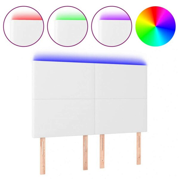 VidaXL fehér műbőr LED-es fejtámla 144x5x118/128 cm