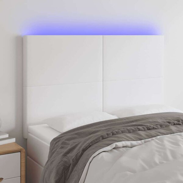 VidaXL fehér műbőr LED-es fejtámla 144x5x118/128 cm