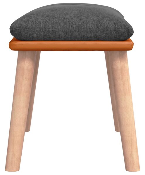 Sötétszürke szövet és műbőr lábzsámoly 45x29,5x35 cm