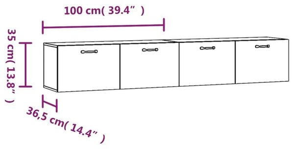 VIDAXL - Falikrény - Füstös Tölgy - 100x36,5x35 cm - 2 db