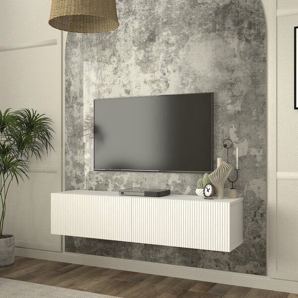 En.casa Fali TV szekrény Verpsboga Fehér 135 x 32 x 30 cm