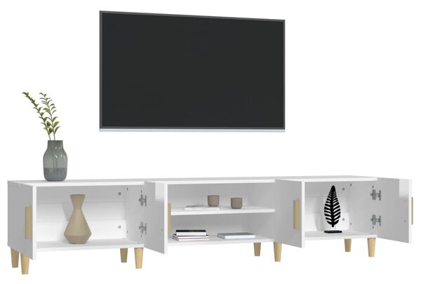 Magasfényű fehér szerelt fa TV-szekrény 180 x 31,5 x 40 cm