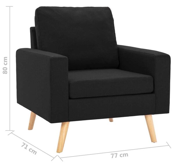 VidaXL Fekete Szövet Karosszék - 77x71x80 cm