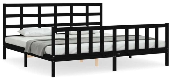 VidaXL Fekete Tömörfa Ágykeret - 200x200 cm