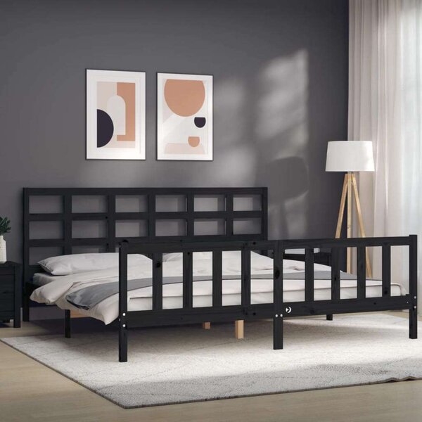 VidaXL Fekete Tömörfa Ágykeret - 200x200 cm