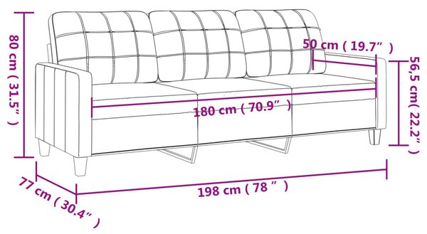 3 személyes krémszínű műbőr kanapé 180 cm