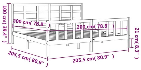 VidaXL Fekete Tömörfa Ágykeret - 200x200 cm