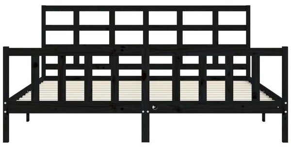 VidaXL Fekete Tömörfa Ágykeret - 200x200 cm