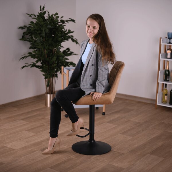 KONDELA Bárszék, barna Velvet anyag, CHIRO NEW