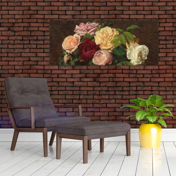 Kép - Henri Fantin-Latour, Roses de Nice on a Table, reprodukciók (120x50 cm)