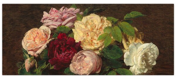 Kép - Henri Fantin-Latour, Roses de Nice on a Table, reprodukciók (120x50 cm)