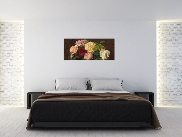 Kép - Henri Fantin-Latour, Roses de Nice on a Table, reprodukciók (120x50 cm)