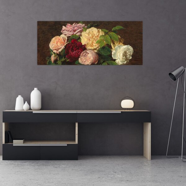 Kép - Henri Fantin-Latour, Roses de Nice on a Table, reprodukciók (120x50 cm)
