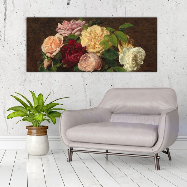 Kép - Henri Fantin-Latour, Roses de Nice on a Table, reprodukciók (120x50 cm)