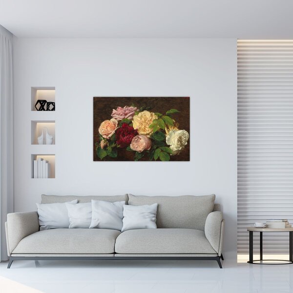 Kép - Henri Fantin-Latour, Roses de Nice on a Table, reprodukciók (90x60 cm)