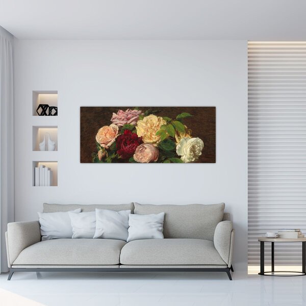 Kép - Henri Fantin-Latour, Roses de Nice on a Table, reprodukciók (120x50 cm)