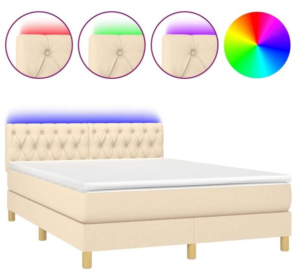 VidaXL Krémszínű Ágy LED-del - 140x190 cm