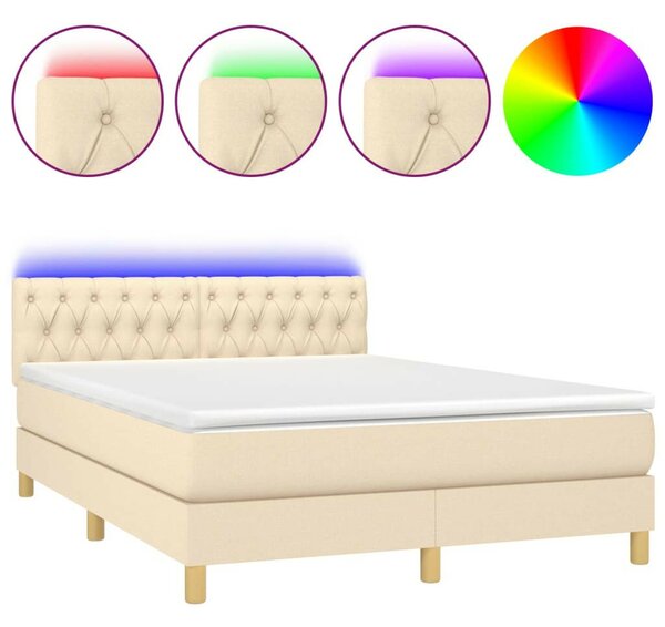 VidaXL Krémszínű Ágy LED-del - 140x190 cm