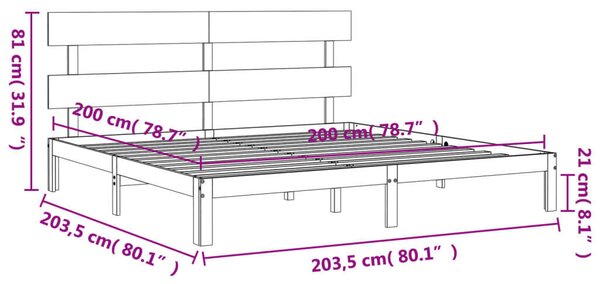 VidaXL tömör fa ágykeret fejtámlával 200 x 200 cm