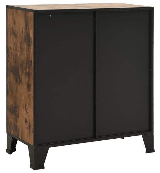 2 db rusztikus barna fém és MDF tárolószekrény 72 x 36 x 82 cm