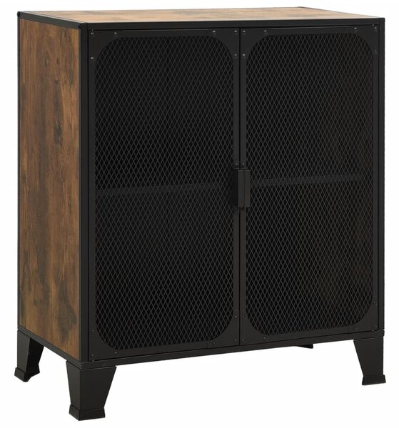 2 db rusztikus barna fém és MDF tárolószekrény 72 x 36 x 82 cm