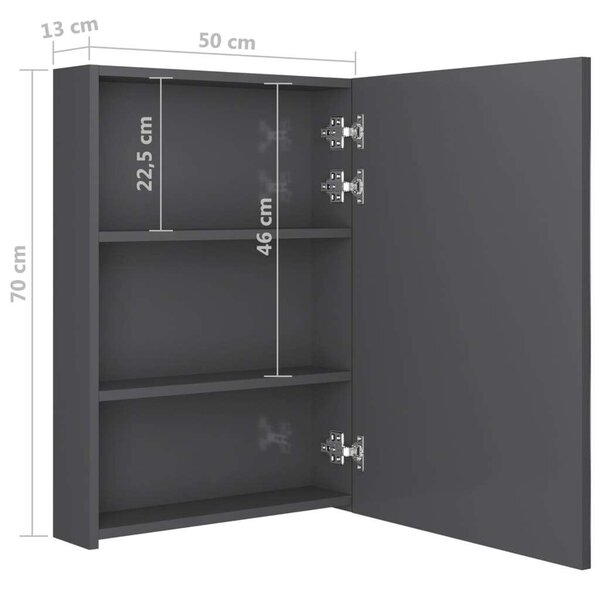 VidaXL LED-es Tükör Szekrény - 50x13x70 cm