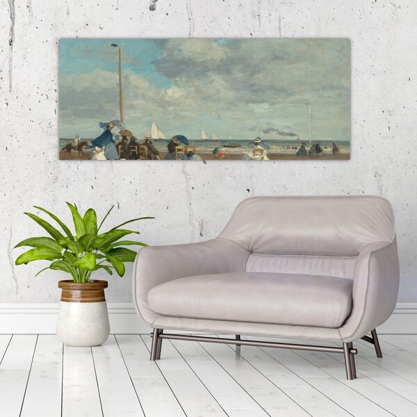 Kép - Eugène Boudin, Beach at Trouville, reprodukciók (120x50 cm)